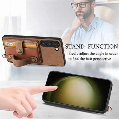 D9 For Samsung Galaxy S23+ Card Slot Case Retro Texture PU+TPU+PC Phone Cover