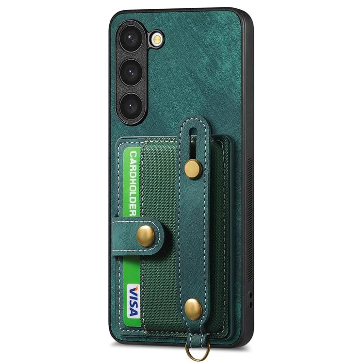 D9 For Samsung Galaxy S23+ Card Slot Case Retro Texture PU+TPU+PC Phone Cover