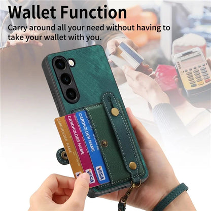 D9 For Samsung Galaxy S23+ Card Slot Case Retro Texture PU+TPU+PC Phone Cover
