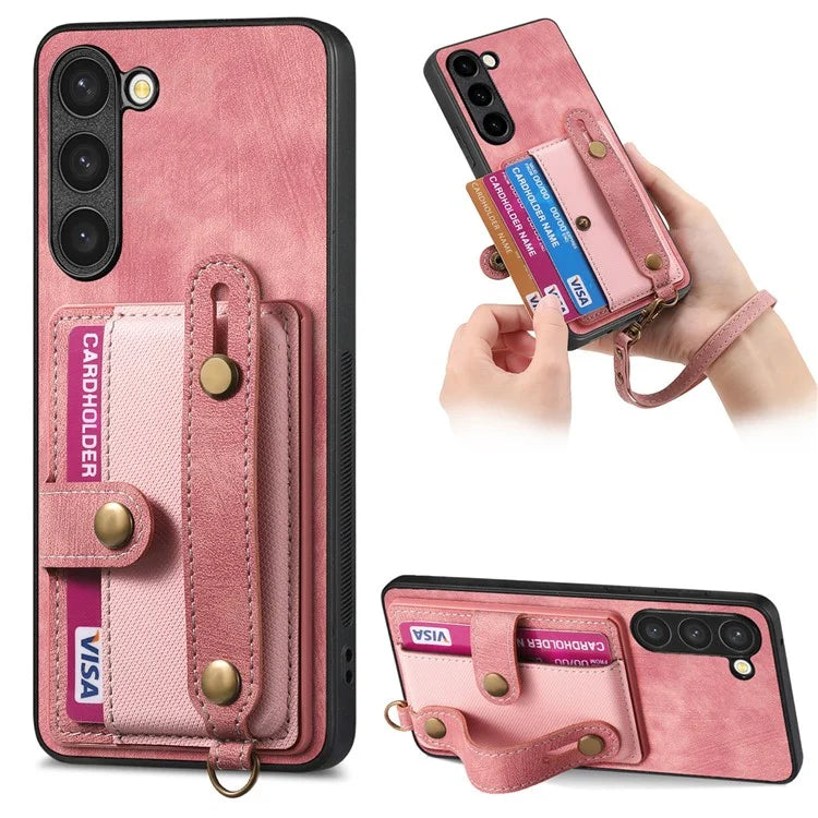 D9 For Samsung Galaxy S23+ Card Slot Case Retro Texture PU+TPU+PC Phone Cover