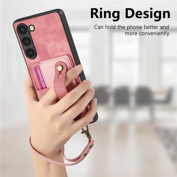 D9 For Samsung Galaxy S23+ Card Slot Case Retro Texture PU+TPU+PC Phone Cover