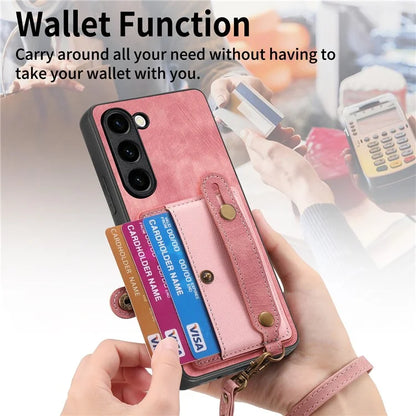 D9 For Samsung Galaxy S23+ Card Slot Case Retro Texture PU+TPU+PC Phone Cover