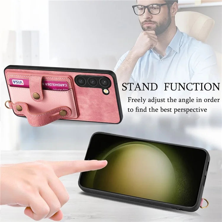 D9 For Samsung Galaxy S23+ Card Slot Case Retro Texture PU+TPU+PC Phone Cover