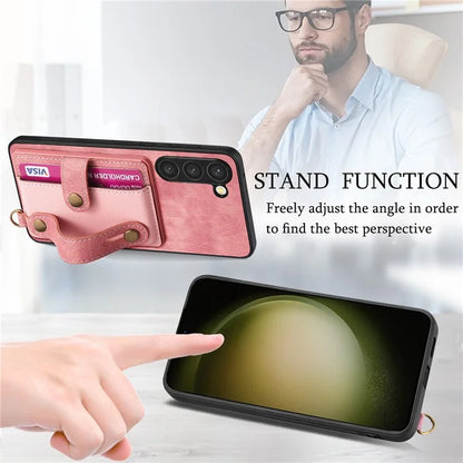 D9 For Samsung Galaxy S23+ Card Slot Case Retro Texture PU+TPU+PC Phone Cover