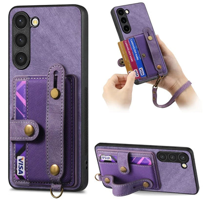 D9 For Samsung Galaxy S23+ Card Slot Case Retro Texture PU+TPU+PC Phone Cover
