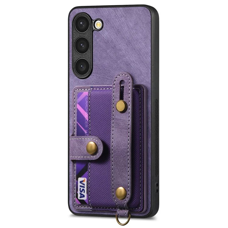 D9 For Samsung Galaxy S23+ Card Slot Case Retro Texture PU+TPU+PC Phone Cover