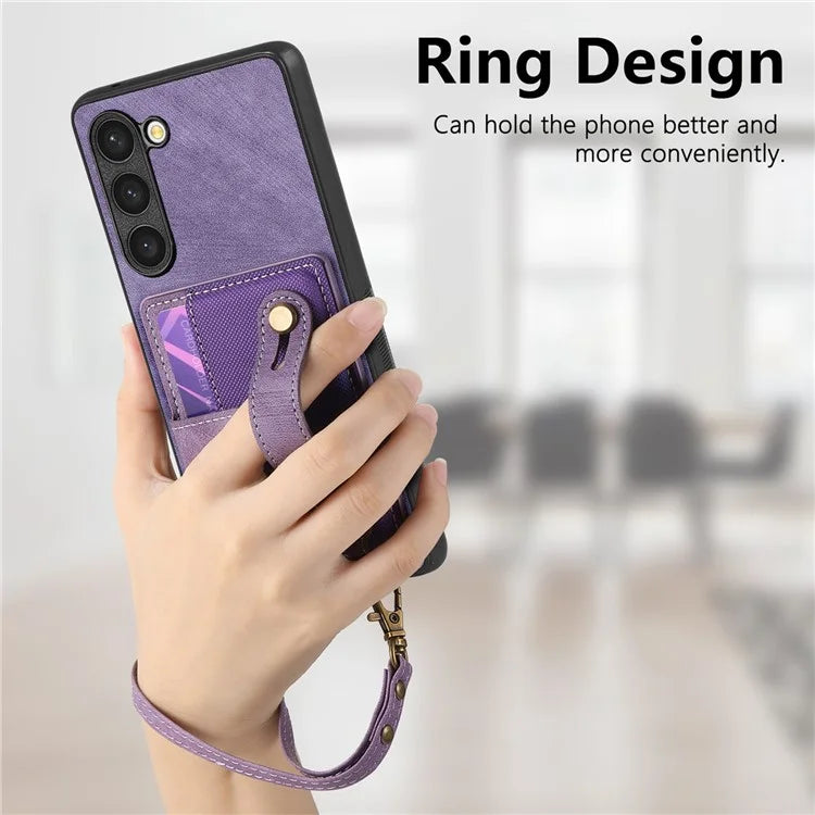 D9 For Samsung Galaxy S23+ Card Slot Case Retro Texture PU+TPU+PC Phone Cover