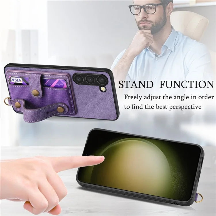 D9 For Samsung Galaxy S23+ Card Slot Case Retro Texture PU+TPU+PC Phone Cover