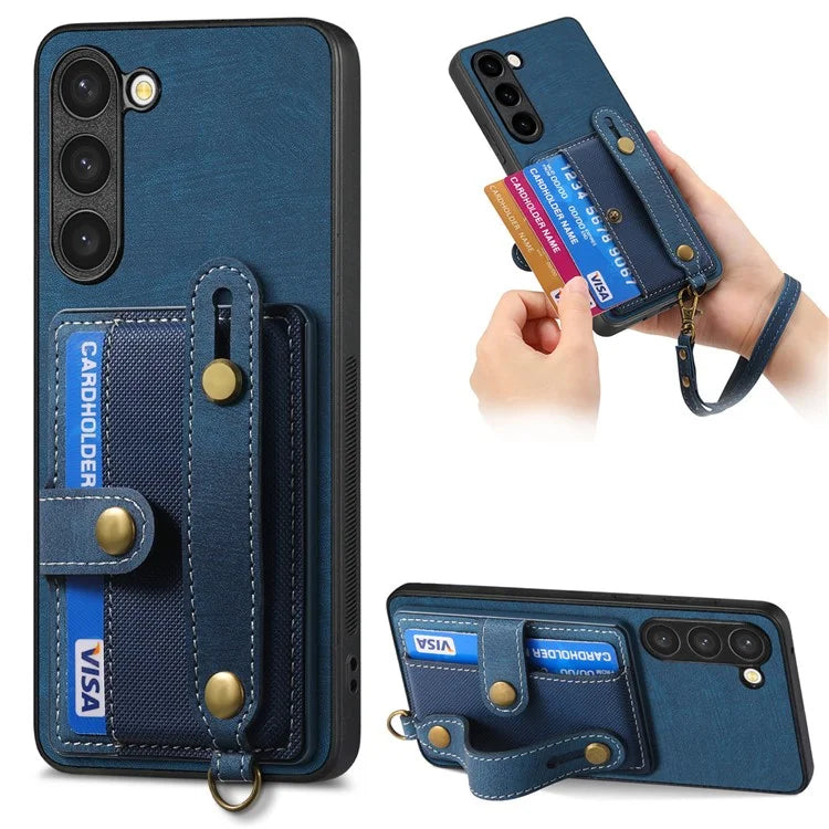 D9 For Samsung Galaxy S23+ Card Slot Case Retro Texture PU+TPU+PC Phone Cover