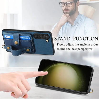 D9 For Samsung Galaxy S23+ Card Slot Case Retro Texture PU+TPU+PC Phone Cover