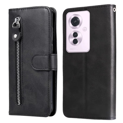 For Oppo Reno11 F 5G / F25 Pro 5G Case Zipper Pocket Calf Texture Leather Wallet Phone Cover