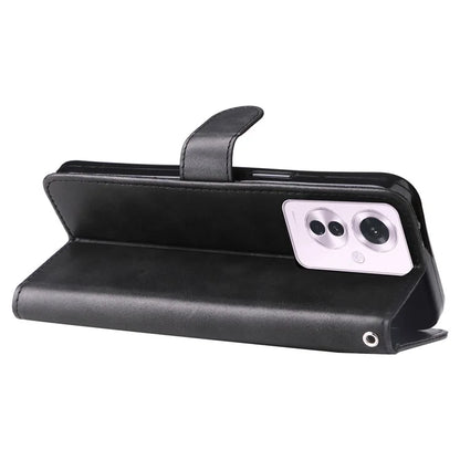 For Oppo Reno11 F 5G / F25 Pro 5G Case Zipper Pocket Calf Texture Leather Wallet Phone Cover