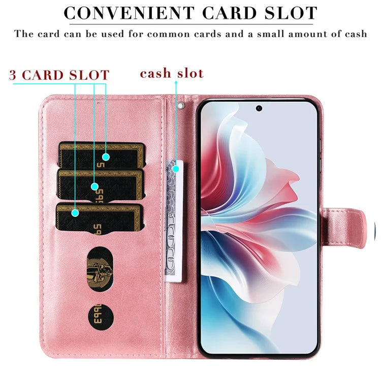 For Oppo Reno11 F 5G / F25 Pro 5G Case Zipper Pocket Calf Texture Leather Wallet Phone Cover
