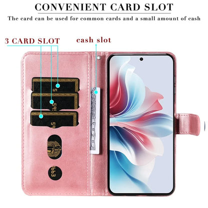 For Oppo Reno11 F 5G / F25 Pro 5G Case Zipper Pocket Calf Texture Leather Wallet Phone Cover