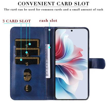 For Oppo Reno11 F 5G / F25 Pro 5G Case Zipper Pocket Calf Texture Leather Wallet Phone Cover