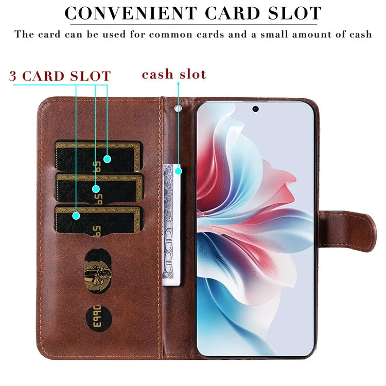For Oppo Reno11 F 5G / F25 Pro 5G Case Zipper Pocket Calf Texture Leather Wallet Phone Cover
