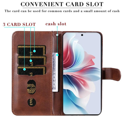 For Oppo Reno11 F 5G / F25 Pro 5G Case Zipper Pocket Calf Texture Leather Wallet Phone Cover