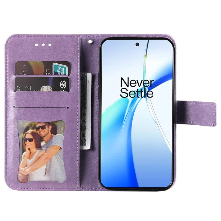 For OnePlus Ace 3V 5G Cell Phone Stand Case Imprinted Flower Pattern Wallet Cover