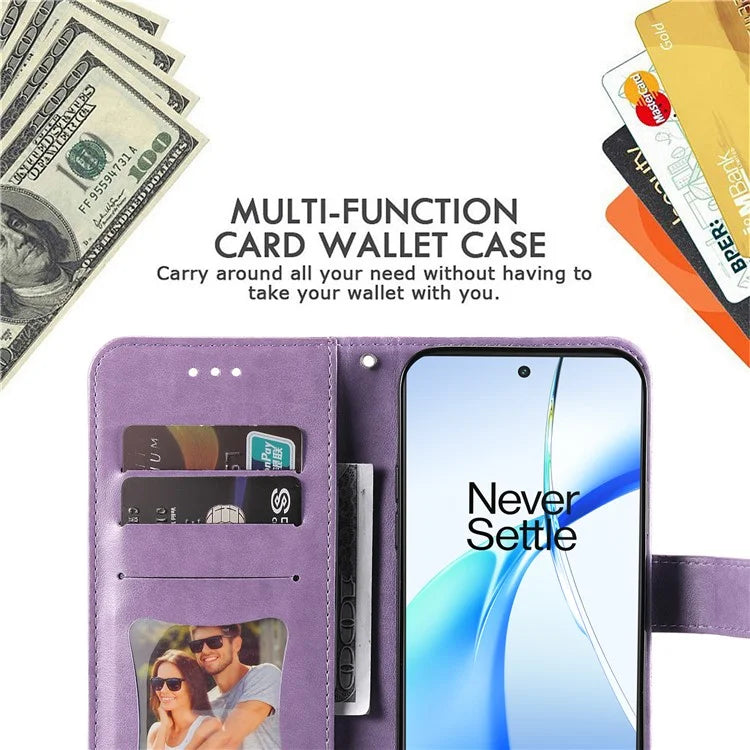 For OnePlus Ace 3V 5G Cell Phone Stand Case Imprinted Flower Pattern Wallet Cover