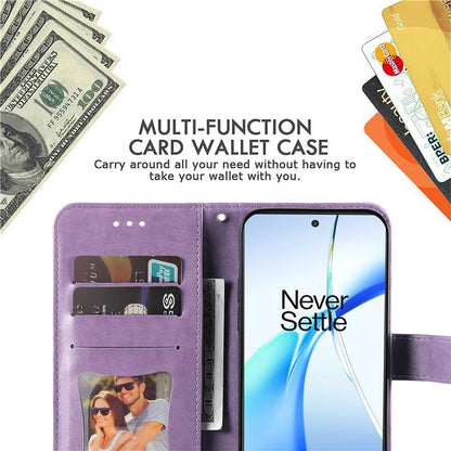 For OnePlus Ace 3V 5G Cell Phone Stand Case Imprinted Flower Pattern Wallet Cover