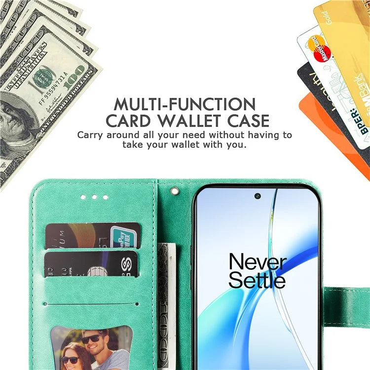 For OnePlus Ace 3V 5G Cell Phone Stand Case Imprinted Flower Pattern Wallet Cover