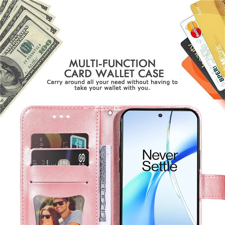 For OnePlus Ace 3V 5G Cell Phone Stand Case Imprinted Flower Pattern Wallet Cover