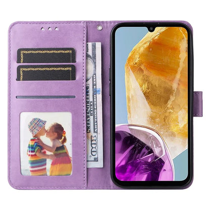 For Samsung Galaxy M15 5G / F15 5G PU Leather Phone Case Imprinted Sunflower Card Holder Stand Phone Cover