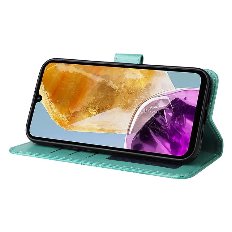 For Samsung Galaxy M15 5G / F15 5G PU Leather Phone Case Imprinted Sunflower Card Holder Stand Phone Cover
