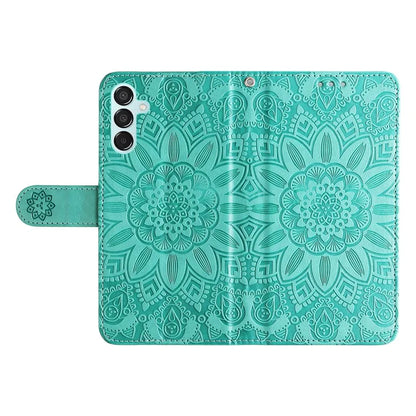 For Samsung Galaxy M15 5G / F15 5G PU Leather Phone Case Imprinted Sunflower Card Holder Stand Phone Cover