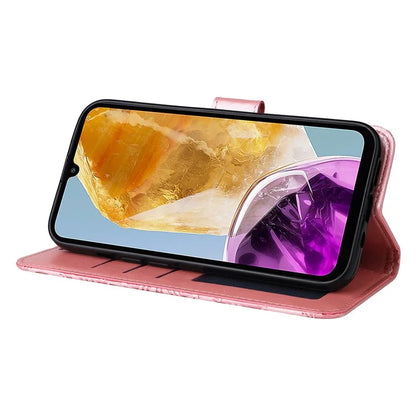 For Samsung Galaxy M15 5G / F15 5G PU Leather Phone Case Imprinted Sunflower Card Holder Stand Phone Cover