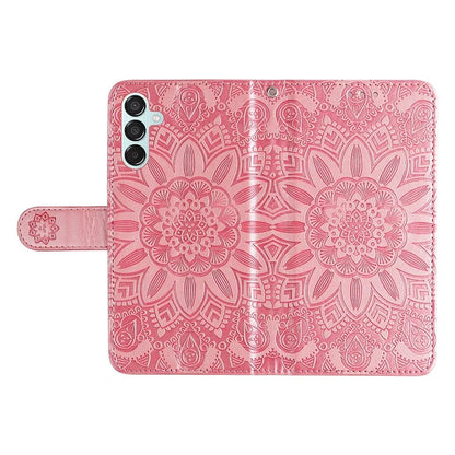 For Samsung Galaxy M15 5G / F15 5G PU Leather Phone Case Imprinted Sunflower Card Holder Stand Phone Cover