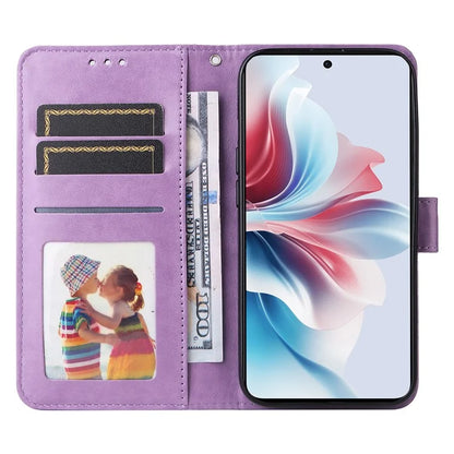 For Oppo Reno11 F 5G / F25 Pro 5G Phone Case Imprinted PU Leather Wallet Stand Anti-shock Cover