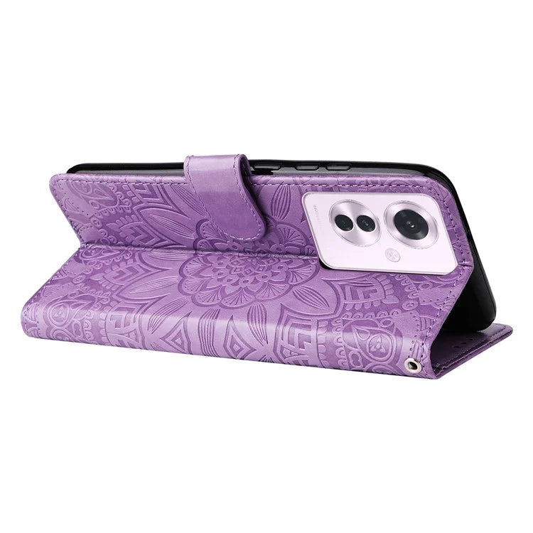 For Oppo Reno11 F 5G / F25 Pro 5G Phone Case Imprinted PU Leather Wallet Stand Anti-shock Cover
