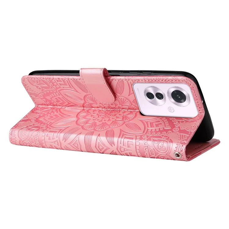 For Oppo Reno11 F 5G / F25 Pro 5G Phone Case Imprinted PU Leather Wallet Stand Anti-shock Cover