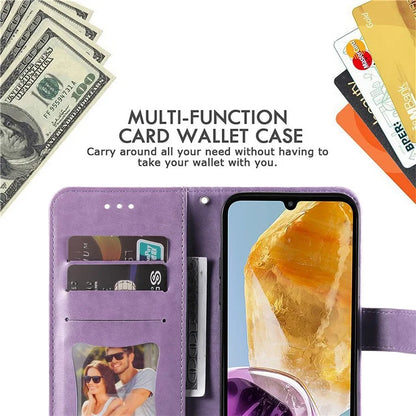 For Samsung Galaxy M15 5G / F15 5G Case Flower Pattern Wallet Stand PU Leather Phone Cover