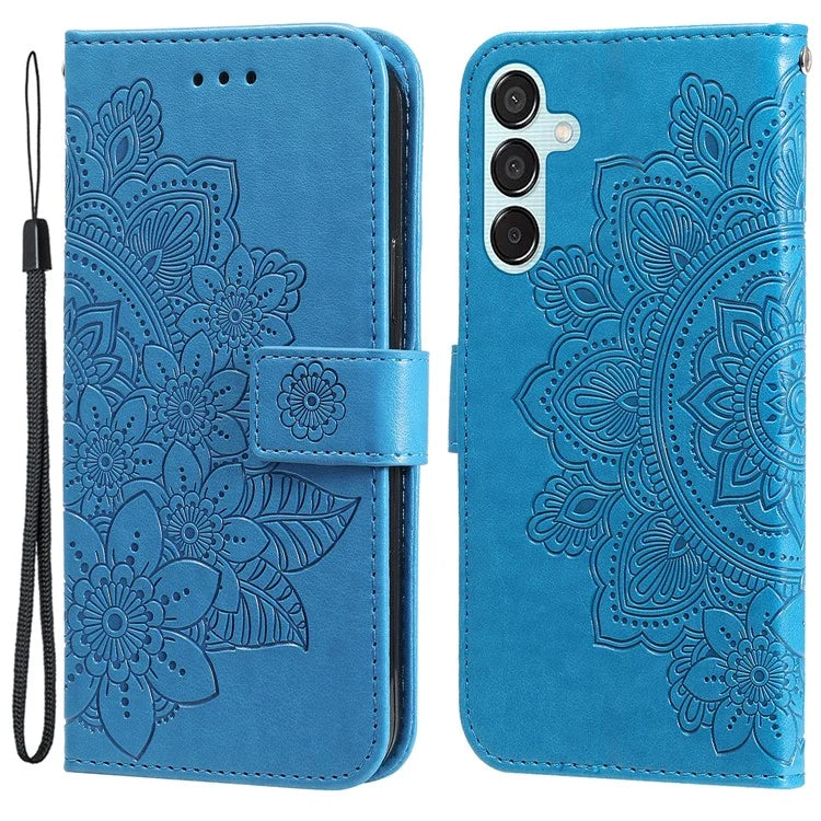 For Samsung Galaxy M15 5G / F15 5G Case Flower Pattern Wallet Stand PU Leather Phone Cover