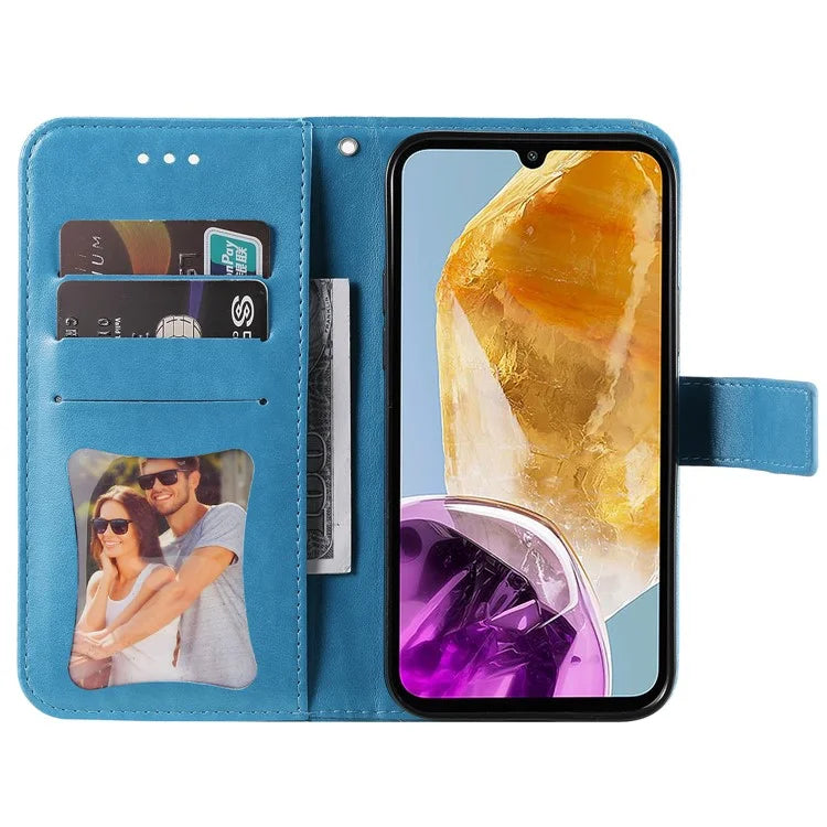 For Samsung Galaxy M15 5G / F15 5G Case Flower Pattern Wallet Stand PU Leather Phone Cover