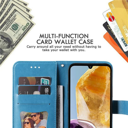 For Samsung Galaxy M15 5G / F15 5G Case Flower Pattern Wallet Stand PU Leather Phone Cover
