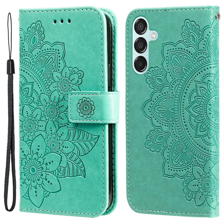 For Samsung Galaxy M15 5G / F15 5G Case Flower Pattern Wallet Stand PU Leather Phone Cover