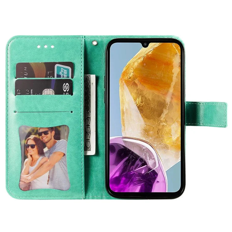 For Samsung Galaxy M15 5G / F15 5G Case Flower Pattern Wallet Stand PU Leather Phone Cover