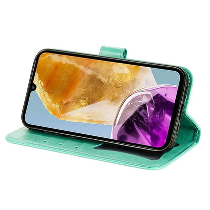 For Samsung Galaxy M15 5G / F15 5G Case Flower Pattern Wallet Stand PU Leather Phone Cover