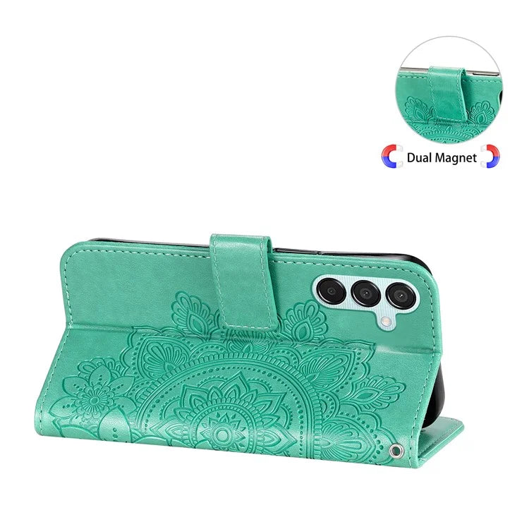 For Samsung Galaxy M15 5G / F15 5G Case Flower Pattern Wallet Stand PU Leather Phone Cover