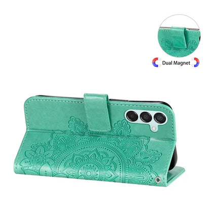 For Samsung Galaxy M15 5G / F15 5G Case Flower Pattern Wallet Stand PU Leather Phone Cover