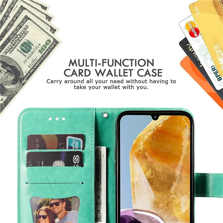 For Samsung Galaxy M15 5G / F15 5G Case Flower Pattern Wallet Stand PU Leather Phone Cover