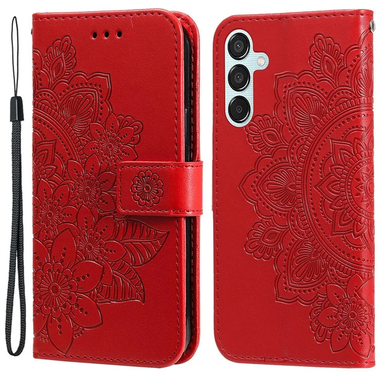 For Samsung Galaxy M15 5G / F15 5G Case Flower Pattern Wallet Stand PU Leather Phone Cover