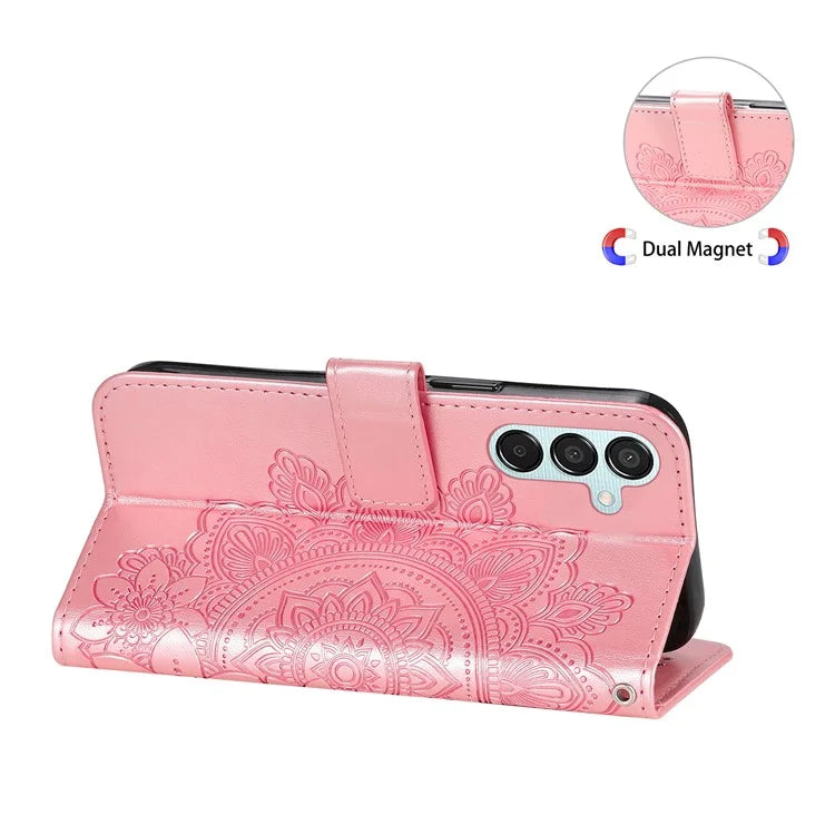 For Samsung Galaxy M15 5G / F15 5G Case Flower Pattern Wallet Stand PU Leather Phone Cover