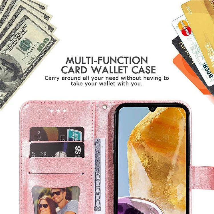 For Samsung Galaxy M15 5G / F15 5G Case Flower Pattern Wallet Stand PU Leather Phone Cover