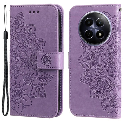 For Realme 12 5G Case Flower Pattern Wallet Stand PU Leather Phone Cover