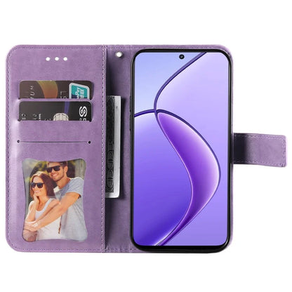 For Realme 12 5G Case Flower Pattern Wallet Stand PU Leather Phone Cover