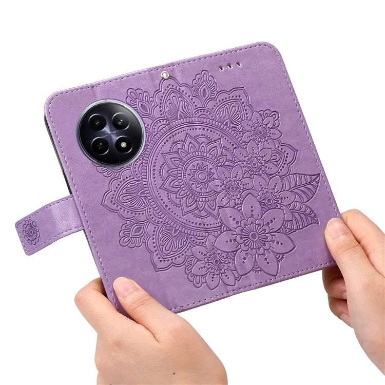 For Realme 12 5G Case Flower Pattern Wallet Stand PU Leather Phone Cover